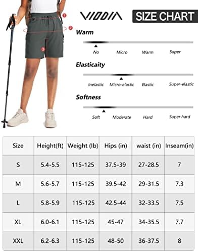 Viodia Women's 7 caminhada shorts de carga com bolsos de zíper shorts de verão seco rápido para mulheres viagens a