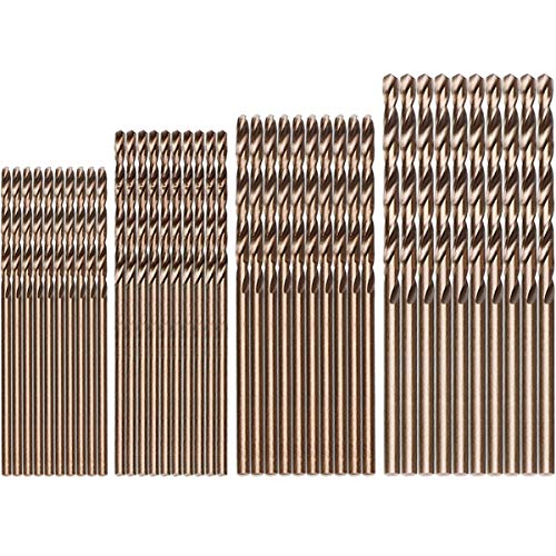 Hymnorq 40pc M35 Twist de aço cobalto Twist Jobber pequenos bits de perfuração, 4 tamanhos de 3/64 polegadas 1/16 polegada