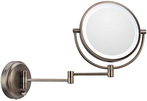 Espelho especial kmmk para maquiagem, mamadeira de malha de 8 polegadas espelhos de maquiagem de maquiagem 3x Luzes