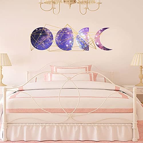 Wallpark Psicodélico roxo Starry Sky Moon Decalques de parede de parede adesivos de parede, crianças infantis, quarto de bebê berçário Diy decesivo de arte decorativa mural de parede