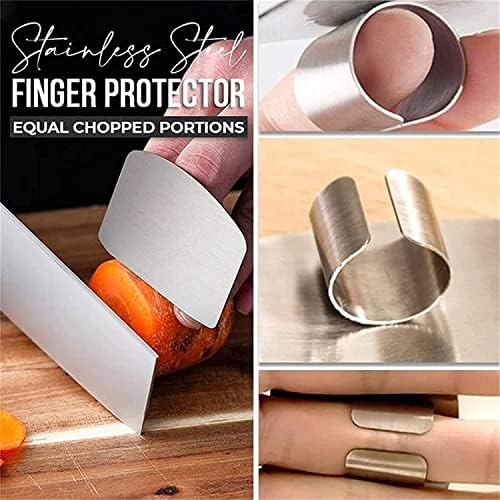 Qkudnghy 2 pcs guardas de dedo para corte, protetores de dedos de aço inoxidável para cortar alimentos, protetor de faca, cortar protetor para cubos e cortes nas cozinhas