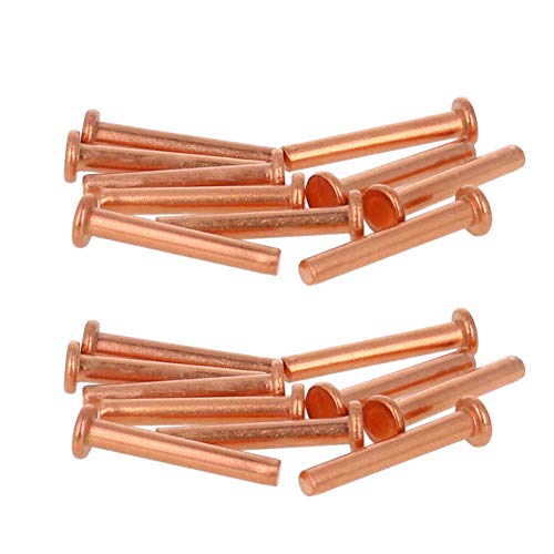 50pcs redondo rebite de cabeça plana 0,79 x 0,12 Rivetes sólidos de cobre Fixadores de metal Tone de latão, Aicosineg