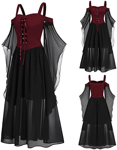 vestidos góticos lcziwo para mulheres ocasiões especiais spaghetti laça de ombro frio manga borboleta de tamanho grande vestido maxi