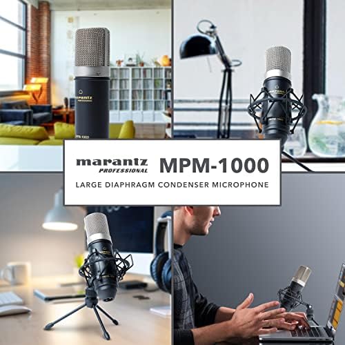 MARANTZ PROFISSIONAL MPM -1000 - Microfone de condensador XLR de gravação de estúdio com suporte de mesa e cabo - para projetos