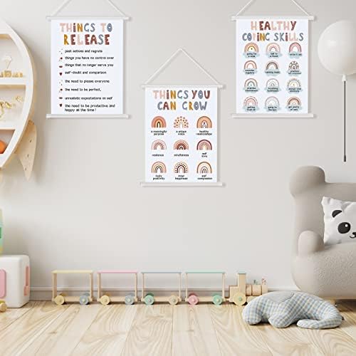 Gersoniel 3 PCS Posters de saúde mental Psicologia Terapia Decoração de escritório Sentimentos de parede Arte do parede Comportamento