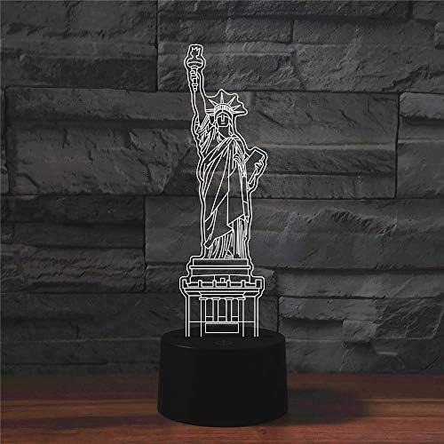 Superruidalong Estátua 3D do Liberty Remote Remote 16 Color Lights Night Lights Ilusão Acrílica Led mesa de cabeceira Lâmpada infantil