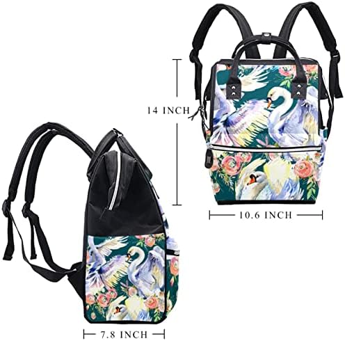 Swans Roses Backpack Backpack Baby Nappy trocando sacolas multi -função Bolsa de viagem de grande capacidade