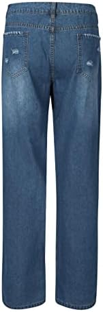 Jeans para mulheres na moda Trendy High Wisted Jeans Retizes retas de perna reta de calça de jeans de tamanho grande