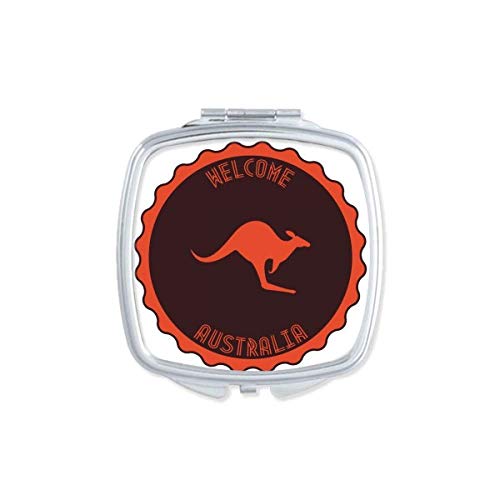 Austrália Flavor Kangaroo emblema esboço Espelho portátil Compact Pocket Makeup Double -sidelaed Glass