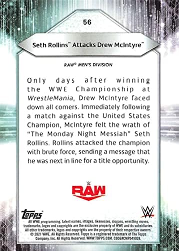 2021 Topps WWE 56 Seth Rollins Wrestling Trading Card