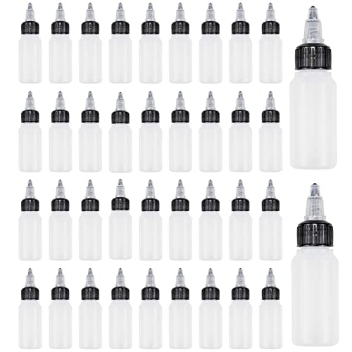 Bekith 40 Pack 1oz Garrafas de dispensação, garrafa de plástico hdpe redonda de Boston com tampa superior de torção, garrafa de