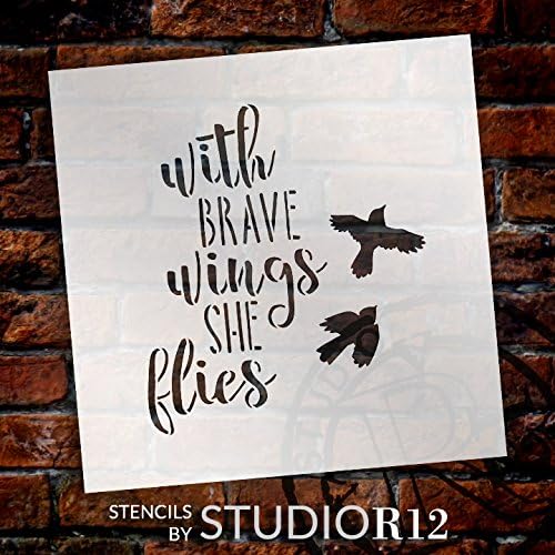 Brave Wings - Birds - Word Art Stencil - STCL1894 - Por Studior12