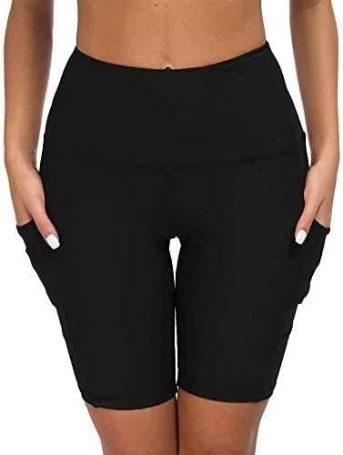 Cotop Biker Shorts Mulheres Cintura alta, shorts de treino com bolsos, leggings atléticos sem costura para corrida, academia, ioga