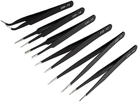 Tweezers 6pcs Seguro aço inoxidável Anti-estático Tweezers Manutenção Kits Kits de ferramentas de ferramentas móveis Reparos de