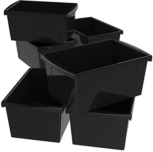 Storex 5,5 galões de armazenamento-Organizador de sala de aula de plástico para livros e suprimentos, preto, 6-pacote