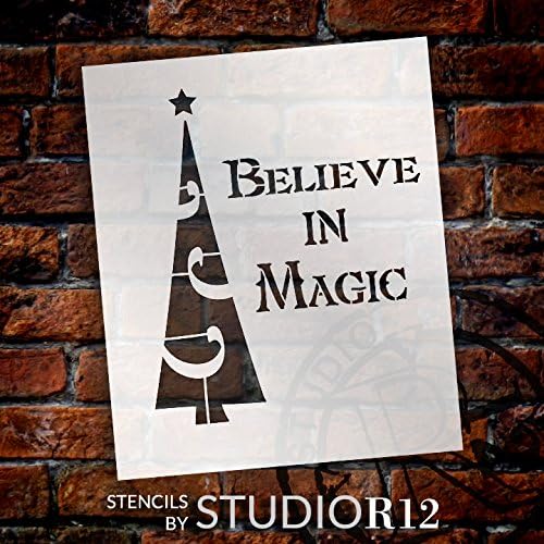 Acredite na magia - Tree Funky - Script - Word Art Stoncil - 10 x 12 - Stcl2092_1 - por Studior12