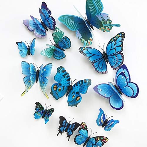 24pcs 3d colorido adesivos de parede de borboleta Diy artesanato de decoração de arte para festas em sala de aula de berçário, garoto menino menino quarto de bebê ímãs da sala de estar e adesivo de cola Conjunto de adesivos