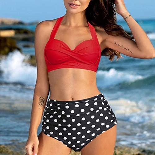 Teen Bathing Suits Bikini Halter Top Top Swimsuith Bikini Vintage Set Ruched dois ternos de natação para adolescentes com shorts