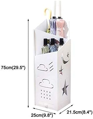 Rack de guarda -chuva YGCBL, branco para bastões de bengala com bandeja de gotejamento, 21 × 25 × 75 cm, organizador de poupança de espaço, para interno, corredor, suporte de guarda -chuva