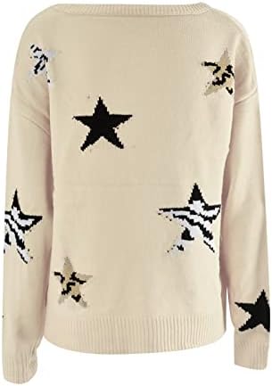 Camisola de ginástica feminina suéter de moda Roundneck estrelas