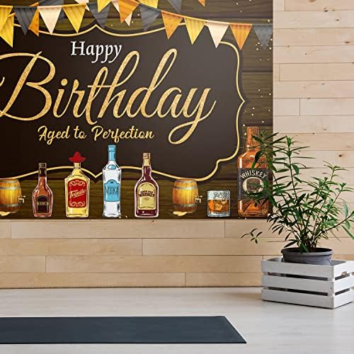Whisky Birthday Banddrop Banner Decor Black - Whisky Cheer & Beer Theme envelhecido com perfeição Decorações de festas de feliz aniversário