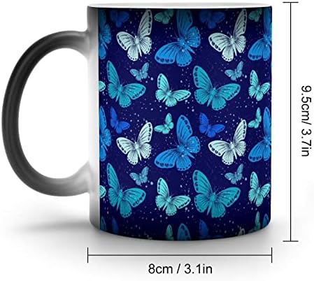 Butterfly Butterfly Descoloração criativa Cerâmica Copo de café Crega de calor engraçado para o escritório em casa