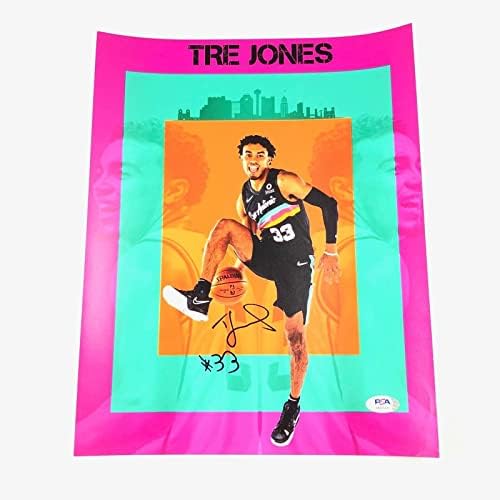 Tre Jones assinou 11x14 Photo PSA/DNA San Antonio Spurs autografados - fotos autografadas da NBA