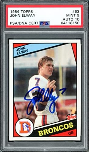 John Elway autografou 1984 Topps Rookie Card 63 Denver Broncos PSA 9 AUTO AUTO GEM GEM MINT 10 PSA/DNA mais alto classificado