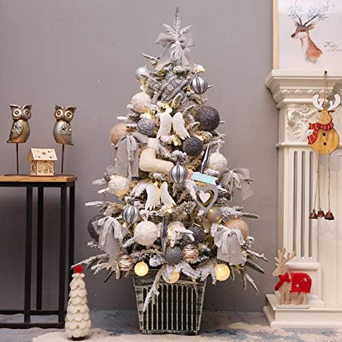 CAIXIN Artificial Christmas Pine Tree Pequena árvore de Natal, neve reunida em férias de férias duráveis ​​e ecológicas com ornamentos-bege 5 pés