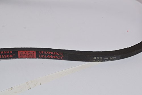 Jason Industrial A32 4L340 V-Belt, A/4L Seção, borracha natural/SBR/poliéster, 34 comprimento externo, largura superior de 1/2, 11/32