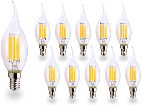 JCKING (pacote de 10 AC 110V-130V 8W E14 LED DE LED DE LED LED BULBS CANDEL LED LUZ LED LUZ, LED Vintage Antique lustre leve Luz quente 2700k