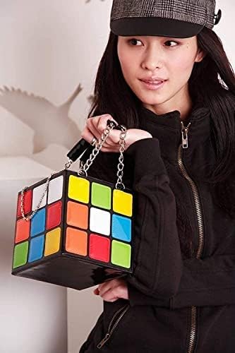 Bolsa de bolsa de ombro mágico de forma de forma de cubo feminino, bolsa colorida