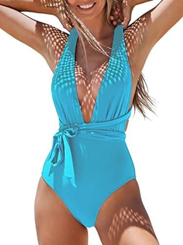 Cupshe feminino One Piece Swimsuit Sexy Deep V Neck Bathing Suiting