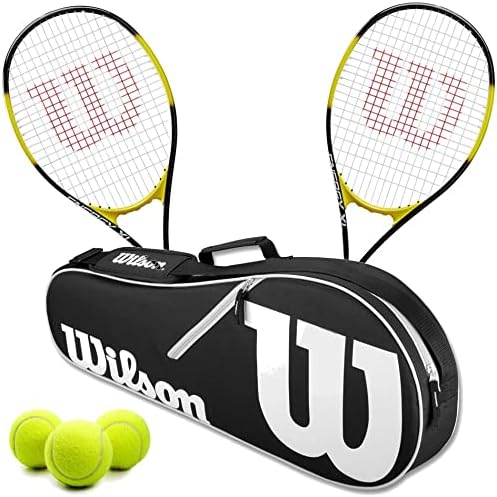 Wilson Energy XL Double Tennis Racquet Bundle com uma bolsa de tênis de vantagem II e 3 bolas de tênis