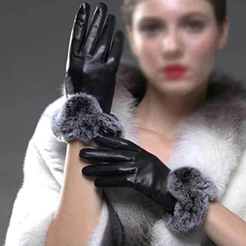N/A Ladies Touch Tela Luvas de couro Luzes de inverno Driving Driving Luvas de dedos