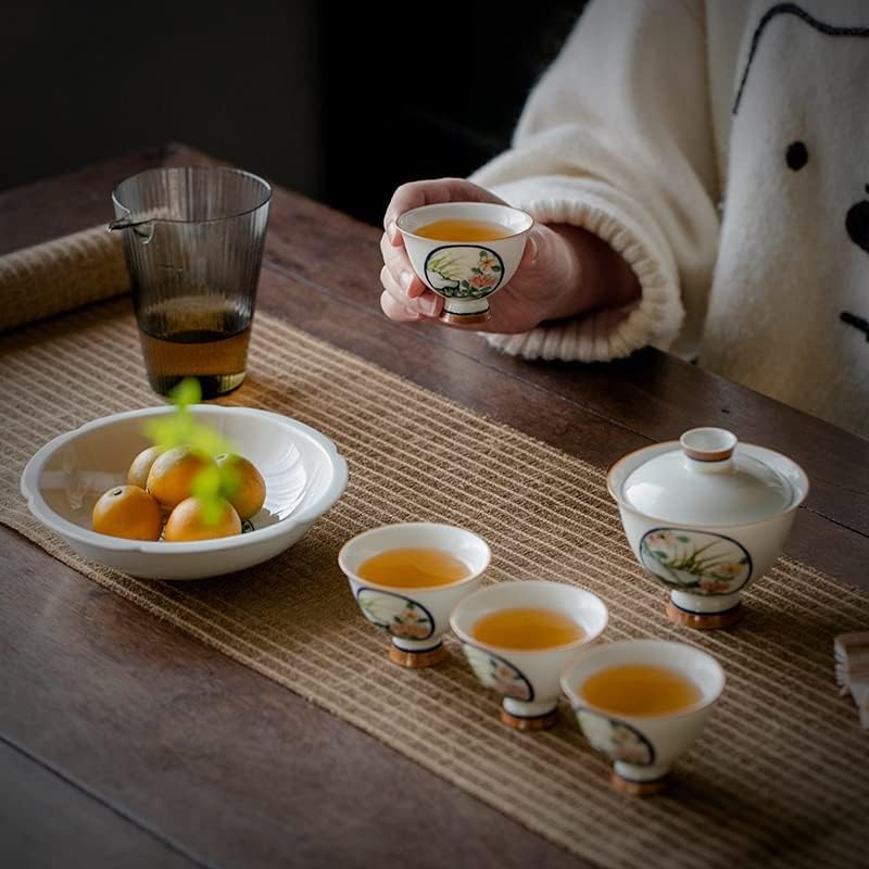 Genérico 7pc/set pura pintada à mão Cerâmica de cerâmica Conjunto de chá de chá chinês Cerimônia de chá Fazendo vida com acessórios