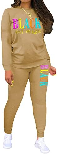 Mrsyves casuais roupas de duas peças para mulheres cartas impressas suor de suor comprido T-shirt calças Bodycon Conjuntos