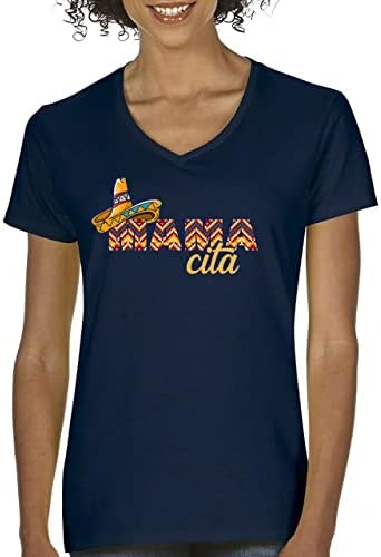 Engraçado Mamacita Cinco de Mayo Camiseta em V Women México Sombrero 5 de maio