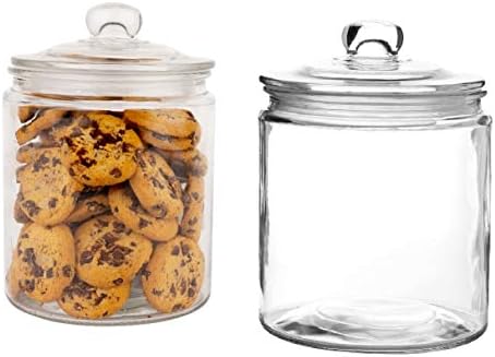 Conjunto de 3 jarro de vidro com tampa de 1 litro | Recipiente de armazenamento de vidro hermético para alimentos, massas,