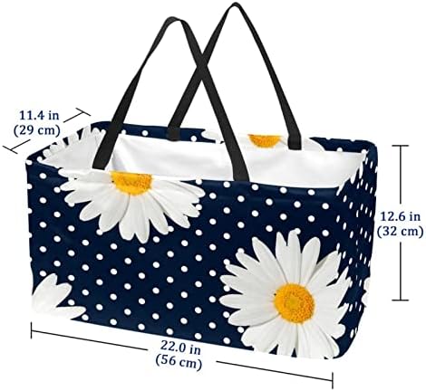 Pontos de cesto de compras reutilizáveis ​​e padrões de margarida portátil Picnic Grocery Bags Sacos de cesta de cesta de compras
