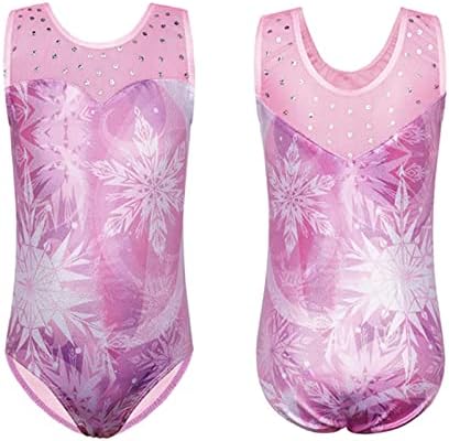 Chictry Girls Sequin Snowflake Impred Gymnastic Letard Practice Roupe