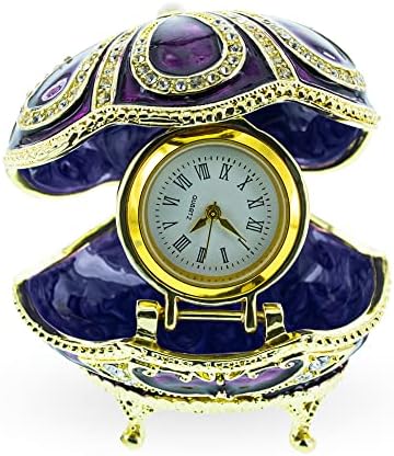 Bestpysanky bejeweled roxo esmalte estatueta com relógio