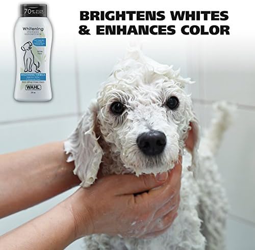 Wahl Whitening Shampoo White Pear Scent para animais de estimação - Whitening e controle de odor animal com resultados suaves