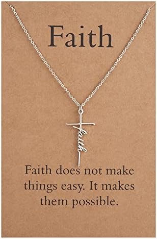 Lcherry Faith Cross Colar para mulheres Presentes religiosos para mulheres Presentes de jóias cristãs para mulheres