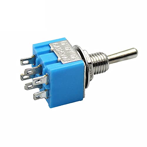 10pcs azul de 6 pinos DPDT on-on-On Mini MTS-203 6A125VAC Switches de alternância em miniatura de botão Discando interruptoras