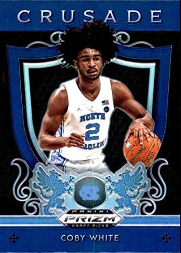 2019-20 Panini Prizm Draft Crusade Prizms Blue 61 Coby White RC Rookie North Carolina Tar Heels Basquete Card