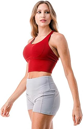 Petalroz Sports Sports para mulheres, Criss Cross Back Removável Brafed Bra Fitness Sports Sports Yoga Bra Top