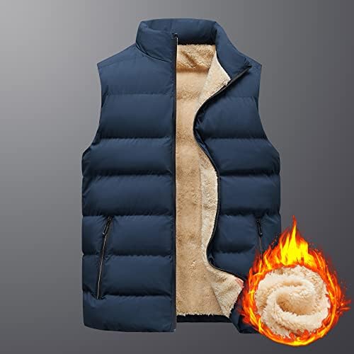 Xiaxogool Vest Men, unissex Winter Warm Outdoor acolchoado colete de soprado acolchoado Sherpa grossa jaqueta sem mangas