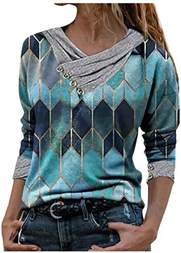 Pullover de corante feminino embrulhando plissado em colorido de pescoço de pescoço de manga longa de túnices de bloco de túnica de
