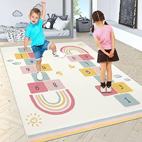 Topotdor Rainbow Sky SkyScotch Rugs, Kids Play Area Rugs Carpete de piso macio para berçário de quartos, ótimo presente para meninas
